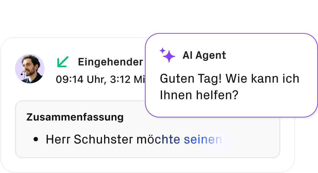 Die Zusammenfassung eines Anrufs wird angezeigt